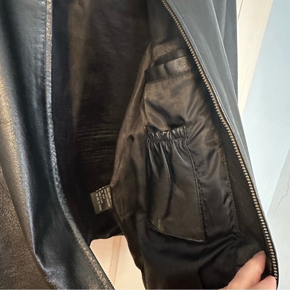 Haggar Leather Jacket Zip Up Black Fully Lined Pockets Y2K Size M - Picture 5 of 10